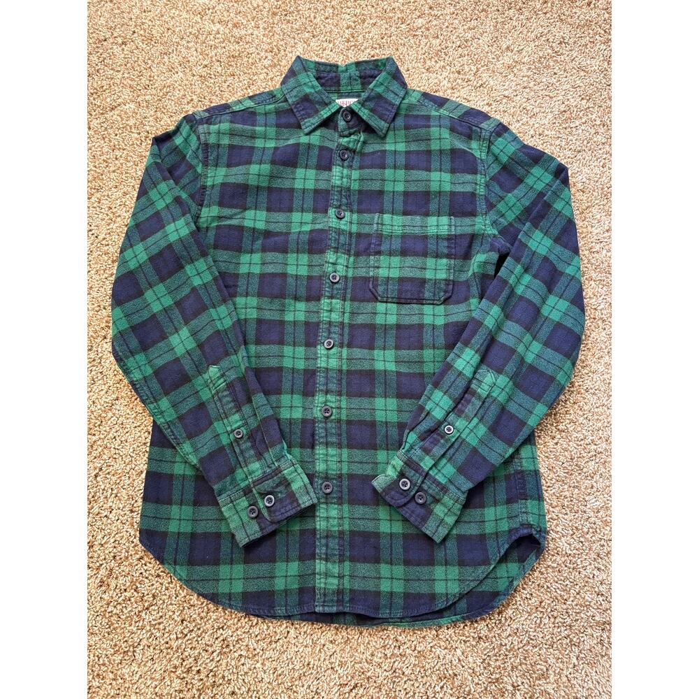 Merona Flannel Green Navy Plaid Mens Size Small